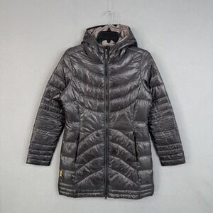 Lole Jacket Womens Small Gray Down Puffer Hooded Winter Warm Outdoor Jacket